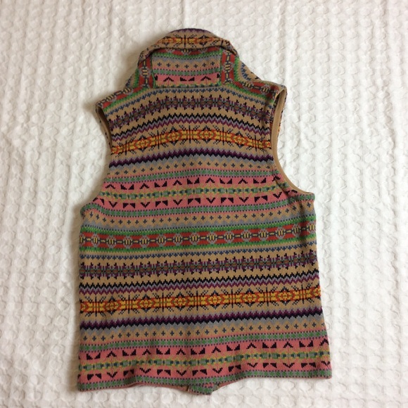sweater vest tribal tiny objects print▪️great colors layering piece chic - Picture 4 of 5
